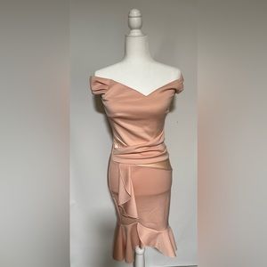 Venus Cap Sleeve Pink Ruffle Detail Dress